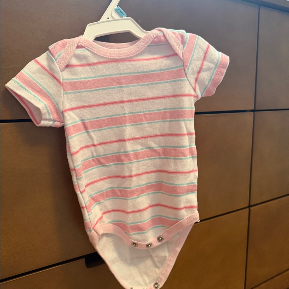 Striped Pink and Blue Baby One Piece